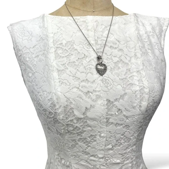 Ethereal Coquette Dainty Fit and Flare Lace Dress Fairy Romantic Elegant Size S - Picture 4 of 11